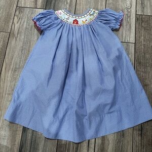 Smocked Blue Gingham Toddler Dress
